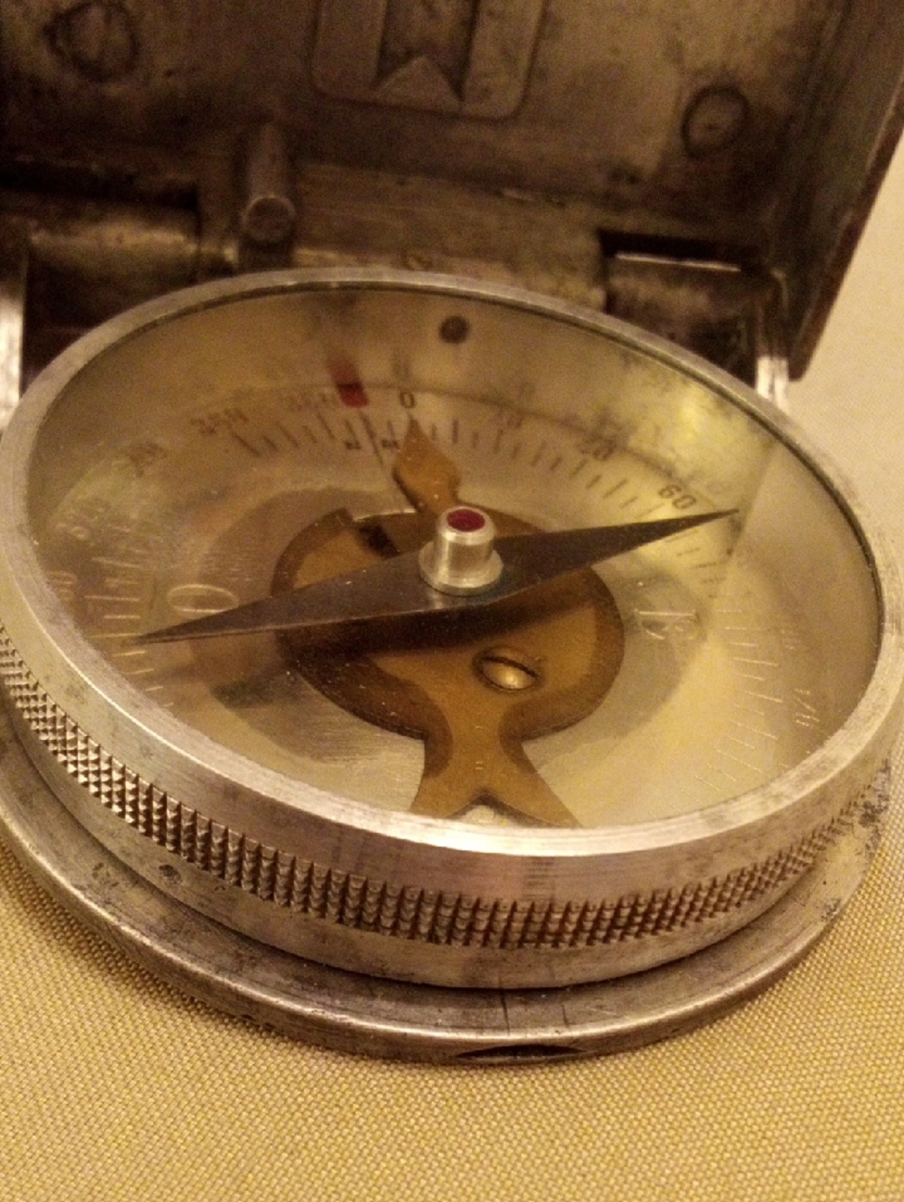 Vintage Metal Compass in Silver and Brass